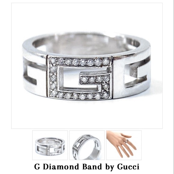 Gucci G ring with diamonds - White gold - Picture 1 of 7